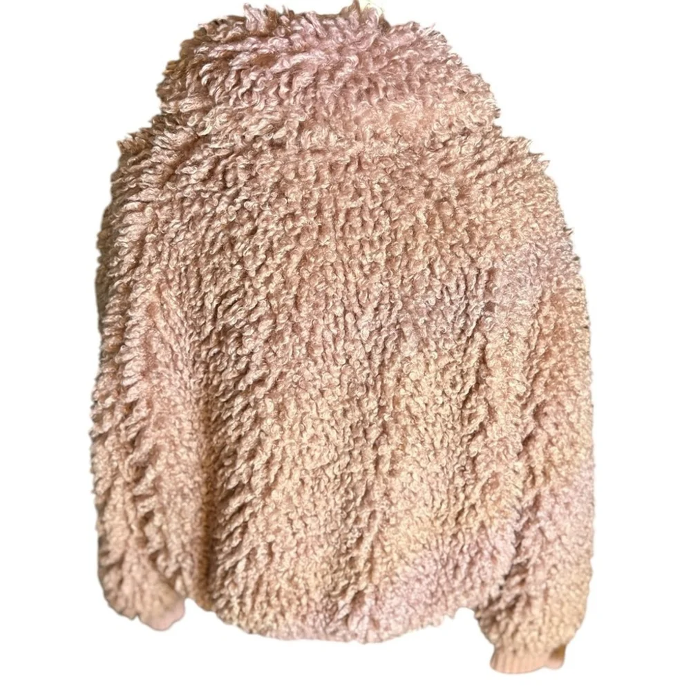 Zara TRF Pink Faux Shearling Teddy Bomber Jacket Sz S - Picture 4 of 6